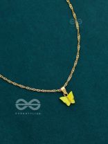 THE BEGUILING BUTTERFLY - GOLDEN CASUAL NECKPIECE (LEMON YELLOW)