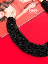 The Beauteous Braided Criss-Cross Beaded Necklace (Black)