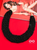 The Beauteous Braided Criss-Cross Beaded Necklace (Black)