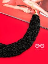 The Beauteous Braided Criss-Cross Beaded Necklace (Black)