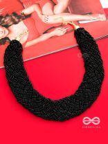 The Beauteous Braided Criss-Cross Beaded Necklace (Black)