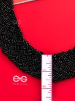The Beauteous Braided Criss-Cross Beaded Necklace (Black)