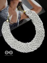 The Beauteous Braided Criss-Cross Beaded Necklace (White)