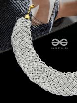 The Beauteous Braided Criss-Cross Beaded Necklace (White)