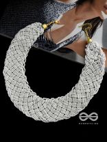 The Beauteous Braided Criss-Cross Beaded Necklace (White)