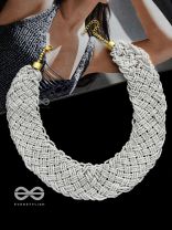 The Beauteous Braided Criss-Cross Beaded Necklace (White)