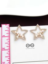 The Embellished Shimmery Stars - Golden Statement Earrings