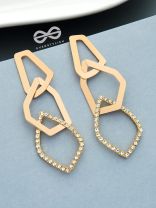 The Interlinked Geometric Shimmer - Golden Statement Danglers