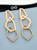 The Interlinked Geometric Shimmer - Golden Statement Danglers