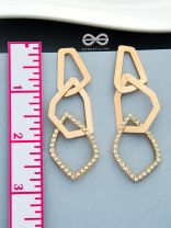 The Interlinked Geometric Shimmer - Golden Statement Danglers