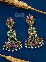 The Embellished Ecstasy - Golden Statement Earrings