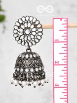 The Intricate Floral Cocktail - Embellished Oxidised jhumkas 