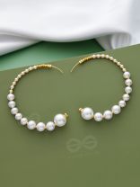 The Crescent Moon Pearls - Statement Hoops