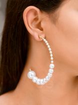The Crescent Moon Pearls - Statement Hoops