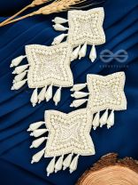 The Royal Glamour - Embroidered Pearl Statement Earrings