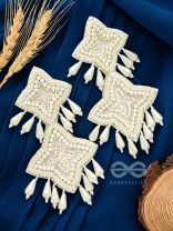 The Royal Glamour - Embroidered Pearl Statement Earrings