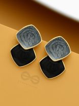 A Classy delight - Statement Enamelled Earrings ( grey -black)