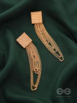 Geometric Shimmer In a Loop - Golden Statement Earrings