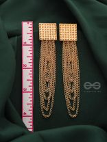 Geometric Shimmer In a Loop - Golden Statement Earrings