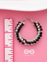 The Beaded Twists - Statement Hoops (Black-White)
