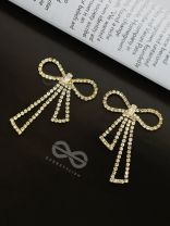 The Bedazzled Bowknots - Statement Golden Earrings