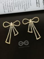 The Bedazzled Bowknots - Statement Golden Earrings