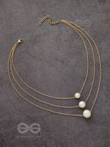 Tri-Pearl the Charm - Golden Multi-layered Neckpiece
