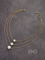 Tri-Pearl the Charm - Golden Multi-layered Neckpiece