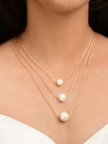 Tri-Pearl the Charm - Golden Multi-layered Neckpiece