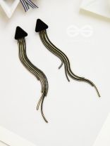 Dark Triad Cascades - Black Chain Dangler Earrings
