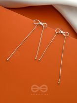 Spiffy Bowknots- Silver Dangler Earrings
