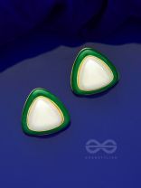 Emerald Drops- Green and White Stone Earrings