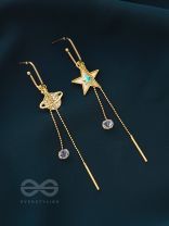 CELESTIAL SERENADE- GOLDEN RHINESTONES AND GEMSTONES EARRINGS