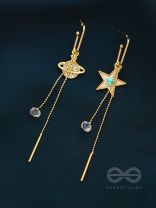 CELESTIAL SERENADE- GOLDEN RHINESTONES AND GEMSTONES EARRINGS