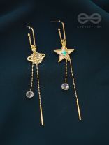 CELESTIAL SERENADE- GOLDEN RHINESTONES AND GEMSTONES EARRINGS