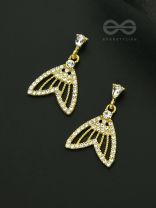 Sea Saga- Gem Stone and Rhinestones Studded Golden Earrings