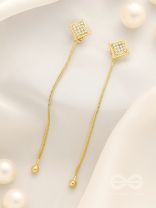 Drops of Gold- Rhinestones Encrusted Golden Dangler Earrings