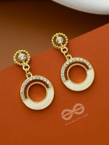 Circles of Life- CZ Stones Studded White and Golden Earrings