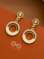 Circles of Life- CZ Stones Studded White and Golden Earrings