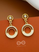 Circles of Life- CZ Stones Studded White and Golden Earrings