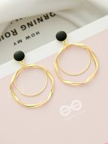 Full Circles- Black and Golden Earrings