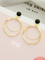Full Circles- Black and Golden Earrings
