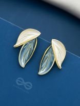 PETALS PANACHE- GOLDEN ENAMELLED EARRINGS (SKY BLUE)