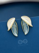 PETALS PANACHE- GOLDEN ENAMELLED EARRINGS (SKY BLUE)