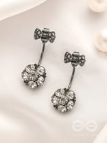 Black Violas- Black Crystal Earrings