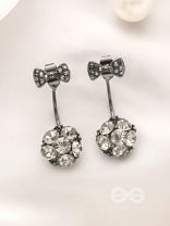 Black Violas- Black Crystal Earrings