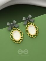 Princess Bow Frames- Grey and Golden Earrings