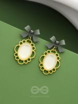 Princess Bow Frames- Grey and Golden Earrings