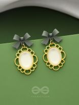 Princess Bow Frames- Grey and Golden Earrings