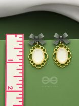 Princess Bow Frames- Grey and Golden Earrings